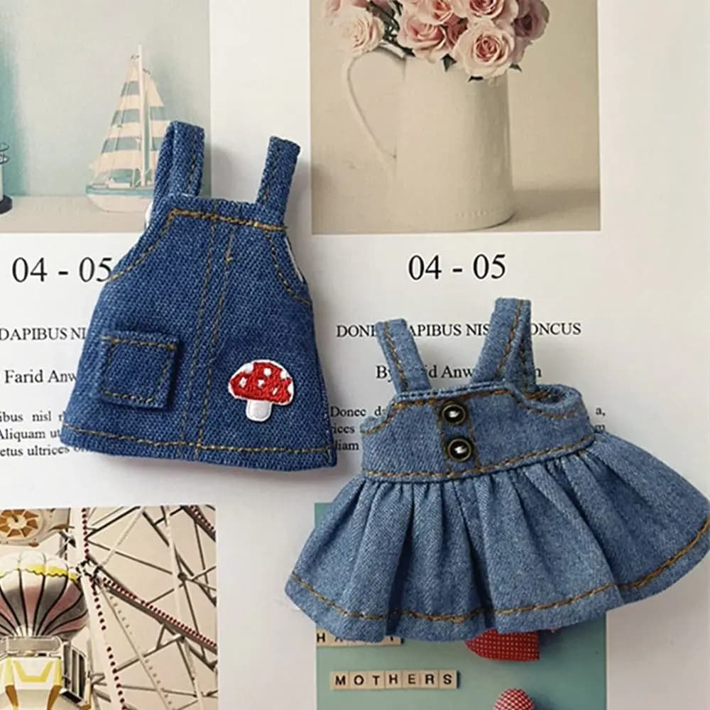Ob11 vestiti per bambole moda Denim bretelle gonna camicia bianca fondo abbigliamento Casual per 1/12 bambole BJD accessori per vestiti giocattoli