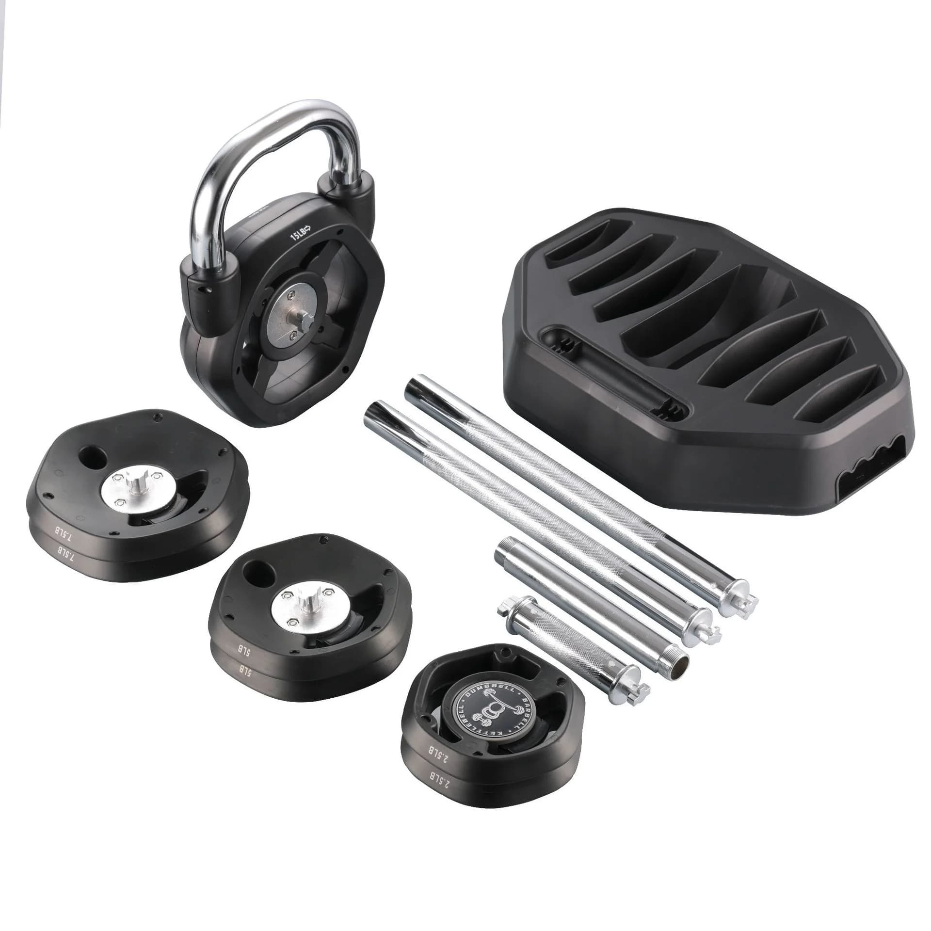Set 3-in-1 di Manubri Regolabili, Kettlebell e Bilanciere 20kg 45lb, Attrezzatura Fitness Universale