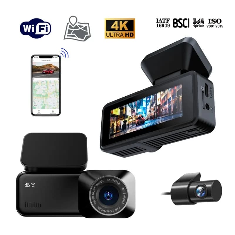 DVR/A215 Dash Cam Night Vision HD4K Dash Cam 4K + 1080P + WiFi + GPS + 64G 4K HD 5G WiFi GPS Tracking