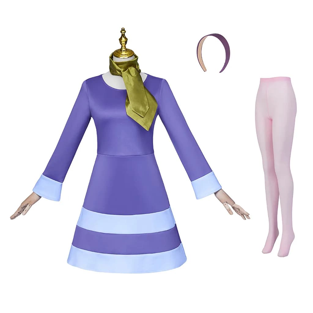 Costume di Halloween Anime Daphne Blake Velma Cosplay per Donna Adulta, Abito Viola, Uniforme, Fascia per Capelli, Calze, Set Completo