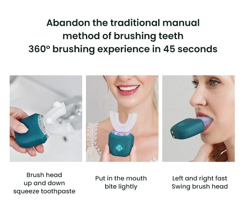 U-shaped sonic electric toothbrush, 360 ° Whitening cleaning with charger, IPX7 waterproof for adults and children