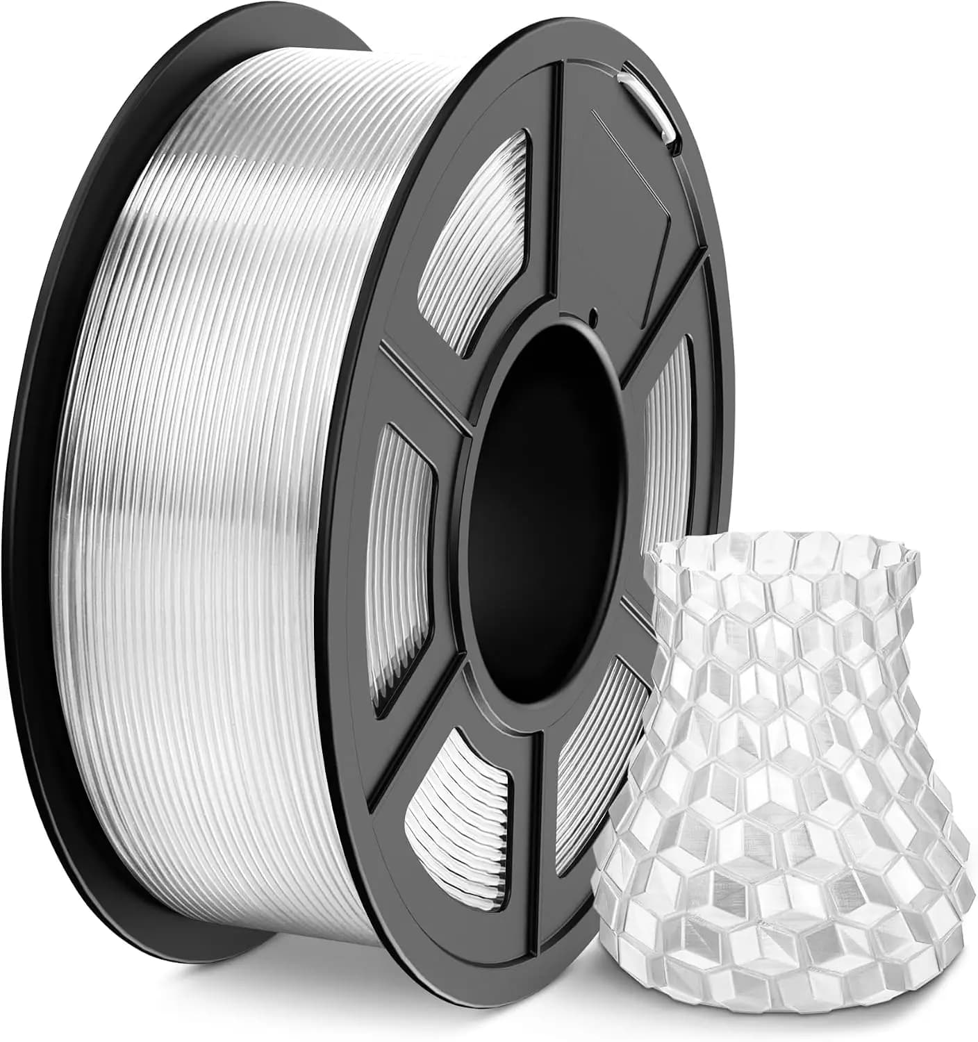 Premium PLA Filament 1.75mm, Dimensional Accuracy +/- 0.02mm, 1kg Spool, Clear, Compatible with Most FDM Printers