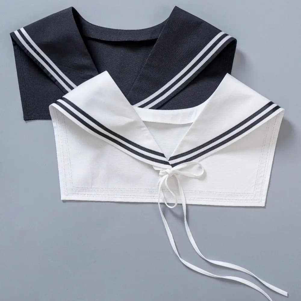 Colletti finti a righe stile marinaio, sciarpa staccabile con lacci, collane con colletto finto, cravatta finta in cotone bianco e nero