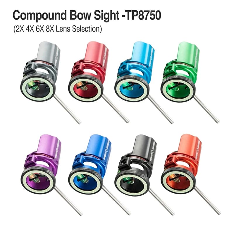 TP8750 Arco composto Sight 2x/4x/6x/8x Lente d'ingrandimento Tiro con l'arco all'aperto Tiro al bersaglio Mirino