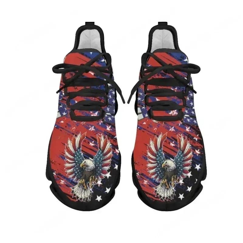 Sneakers da Corsa Unisex con Design per il Giorno dell'Indipendenza Americana del 4 Luglio, Scarpe Comode in Rete con Stampa Aquila USA, Zapatillas Ammortizzate per Camminata