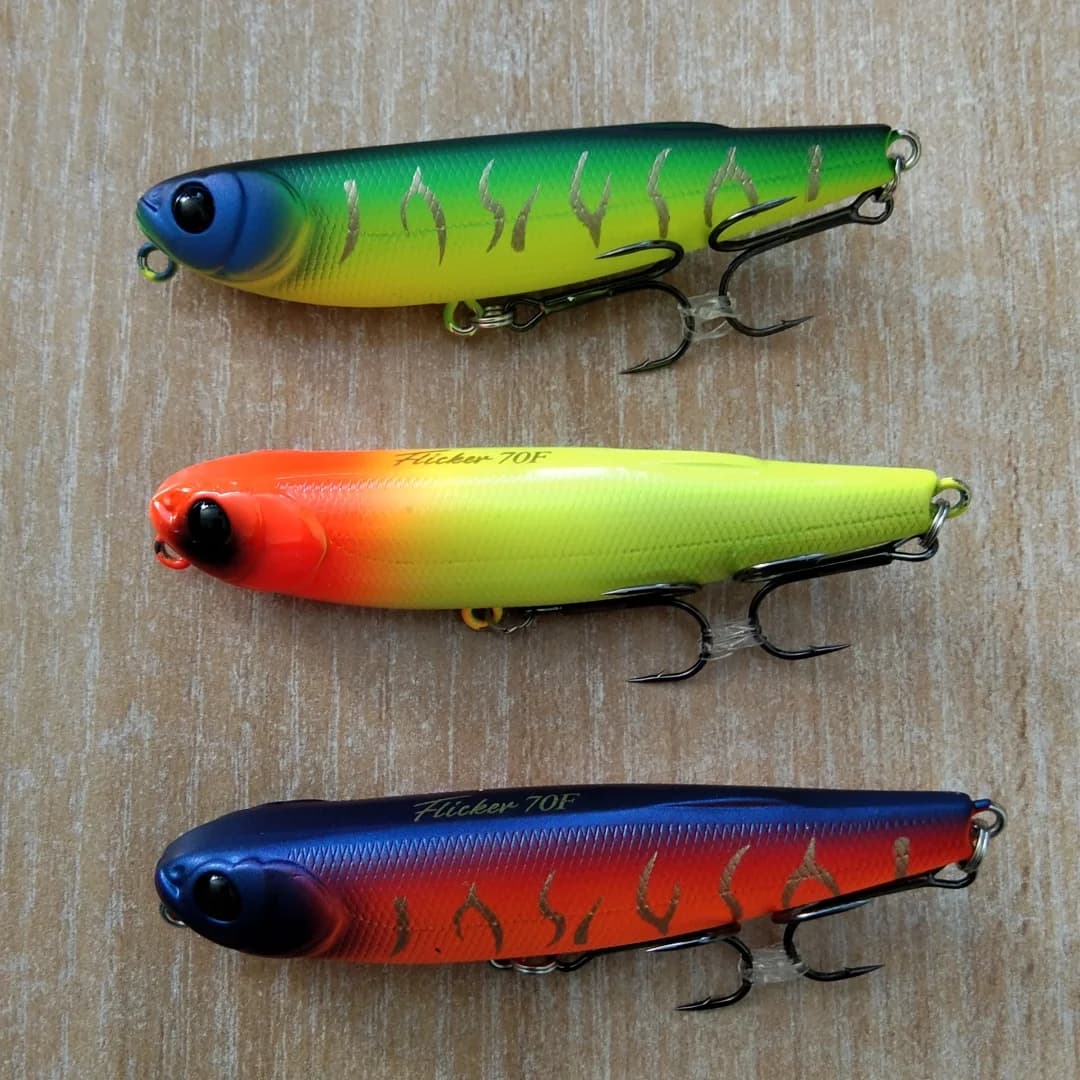 TSURINOYA 3PCS 70F Topwater Matita 70mm 8.4g FLICKER Dog-X Superficie Wackler Richiamo di Pesca Long Casting Wobbler Esche Finte Affrontare