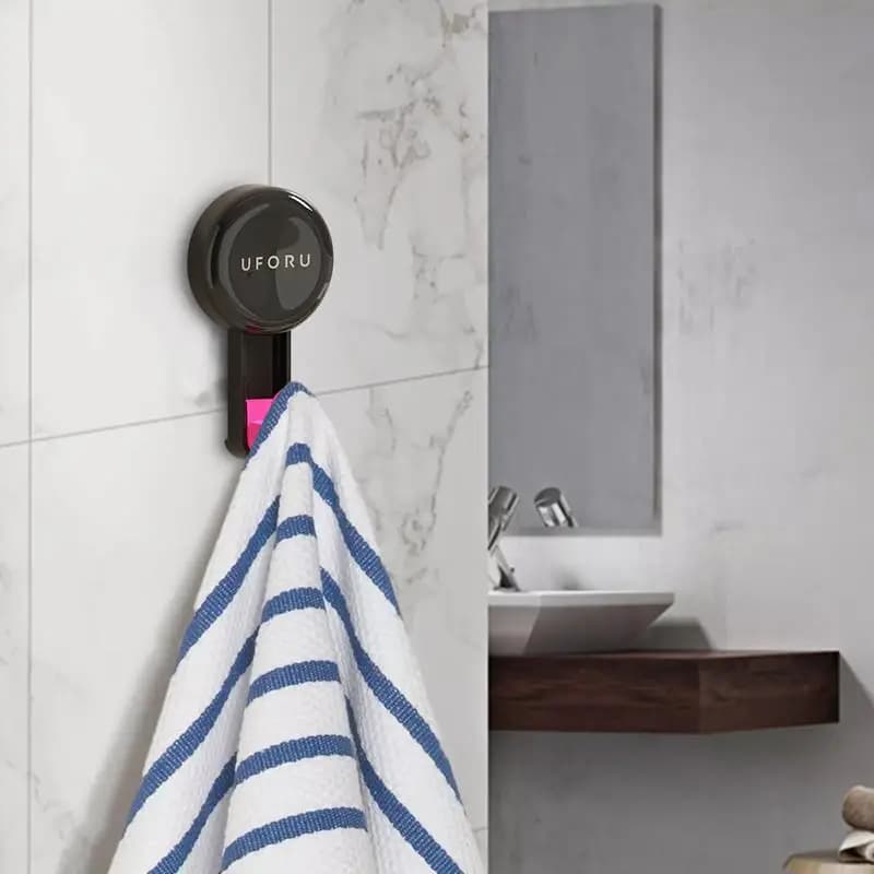 Ganci da parete a ventosa 2X Gancio per asciugamano con aspirazione sottovuoto Forte supporto per gancio per accappatoio Impermeabile resistente per doccia Bagno Vetro