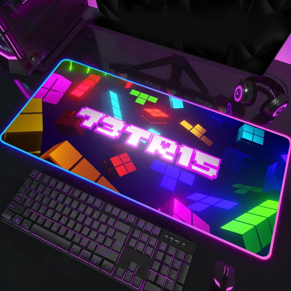 Tappetino per mouse Game T-TETRIS, impermeabile, con luce LED RGB, colorato, per tastiera da gioco, superficie antiscivolo