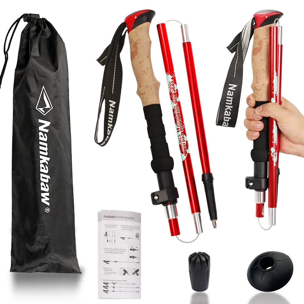 Bastone da trekking pieghevole per esterni a 3 sezioni Bastone da trekking portatile da campeggio per anziani nordici telescopico facile da indossare nella borsa 1 pezzo
