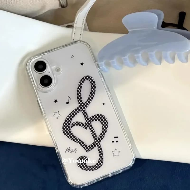 Ins Korean Simple Music Wavepoint Phone Case For iPhone 17 16 15 14 13 11 Pro Max Mini PLUS Y2K Transparent Soft Cover