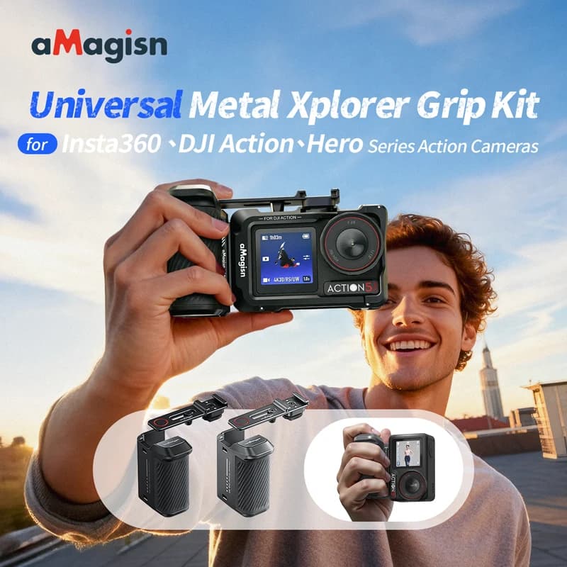 Support for Vlog with metal Xplorer handle for DJI Action Insta360 GoPro Camera Street Handle Button for quick release bracket
