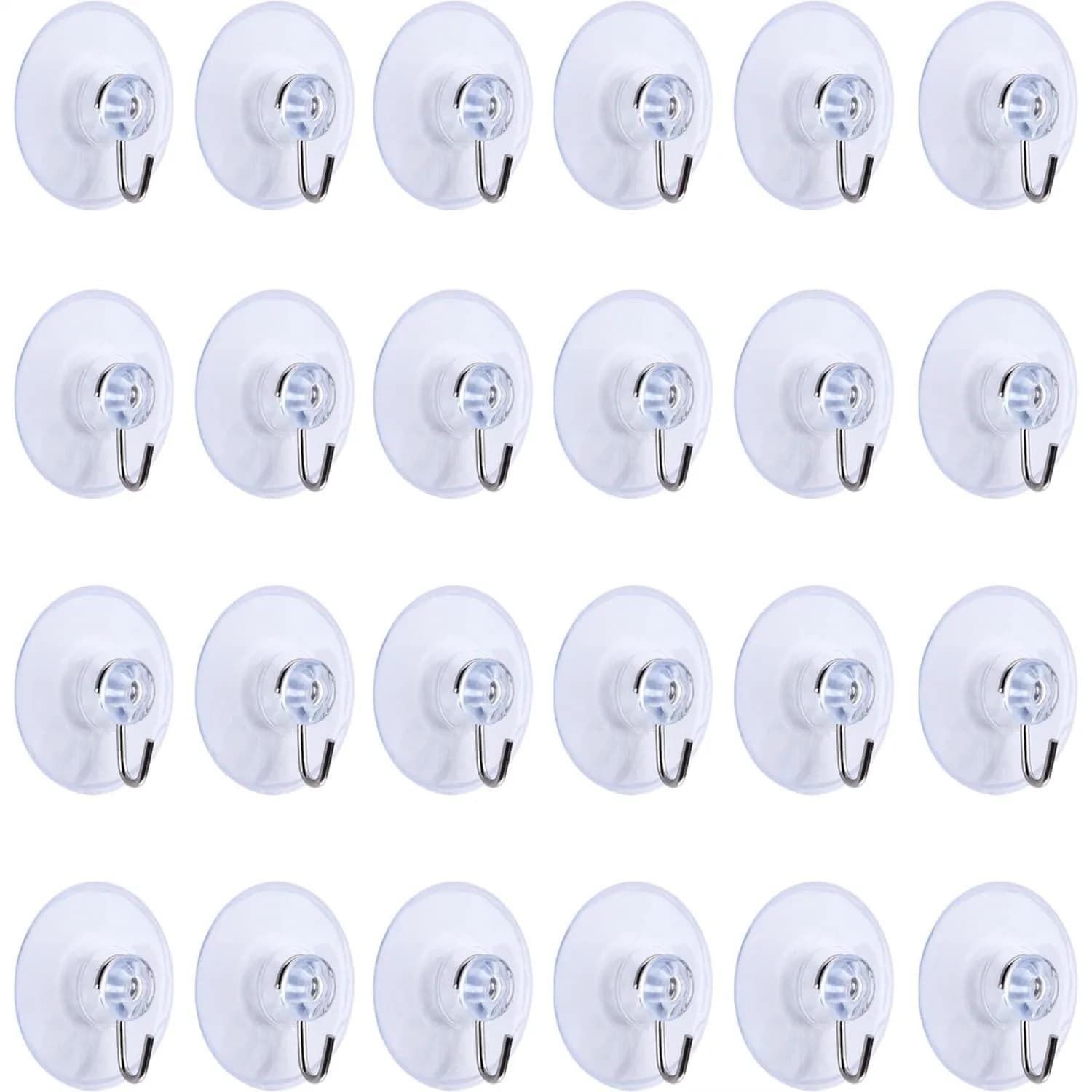 24 ganci trasparenti con ventosa e ganci in metallo per appendere asciugamani su finestre in vetro, decorazioni per bagno e cucina, 3 libbre.
