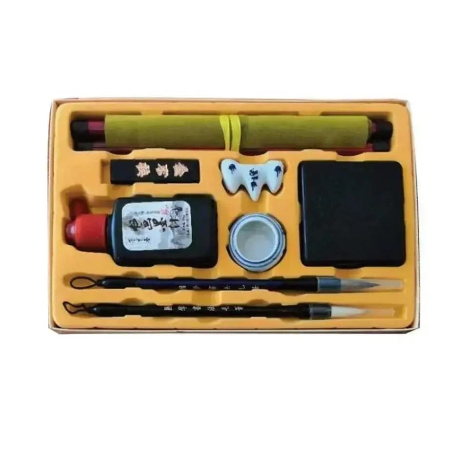 Practical 10 Pcs/set Chinese Style Study Four Treasures Calligraphy Ink Painting Traditional Chinese Painting Kids Art Set Gift