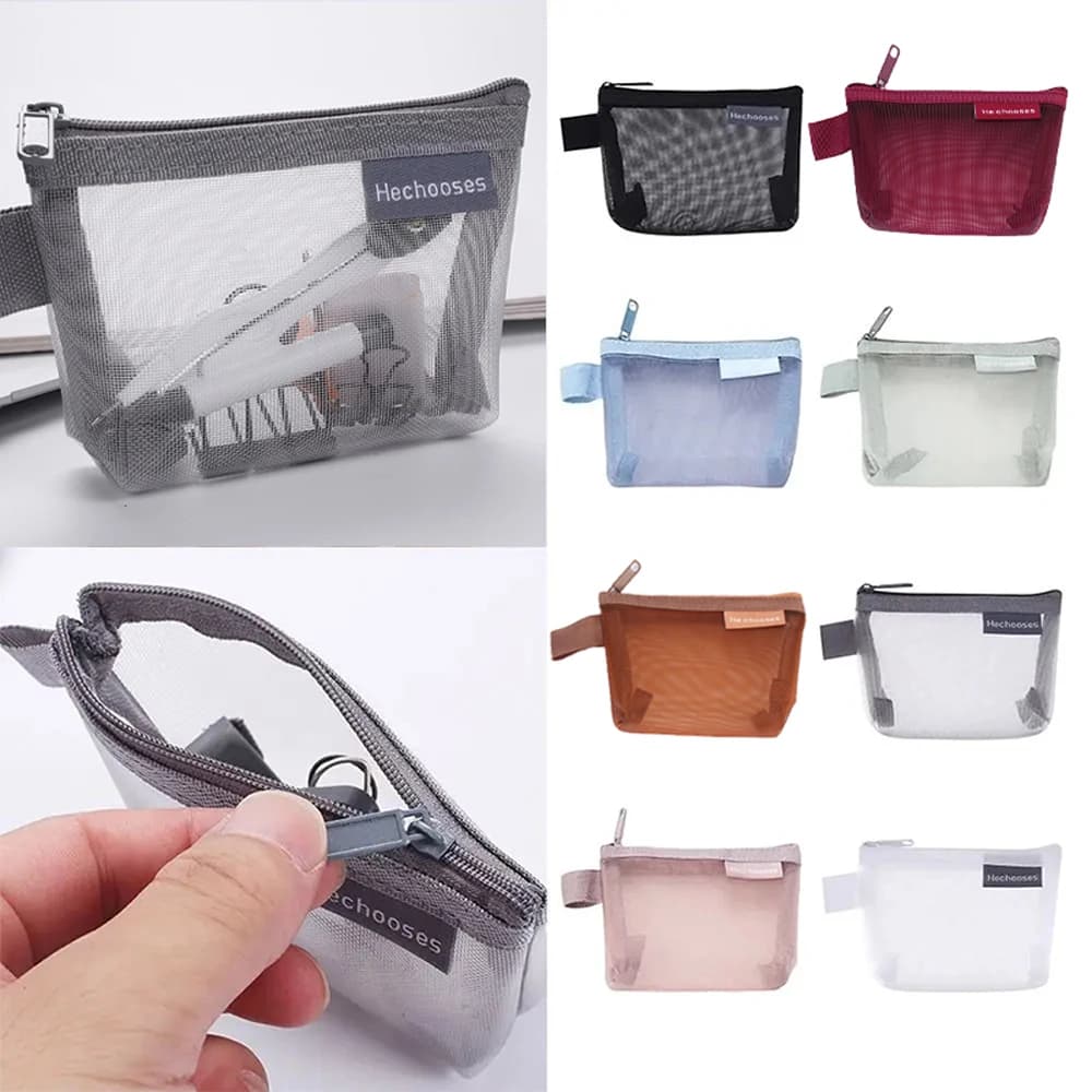 Borsa per organizer per monete Borsa carina in rete Portachiavi Rossetto Custodia per carte in nylon Borsa per monete Custodia per piccoli oggetti Mini borsa per cosmetici Custodia per ufficio