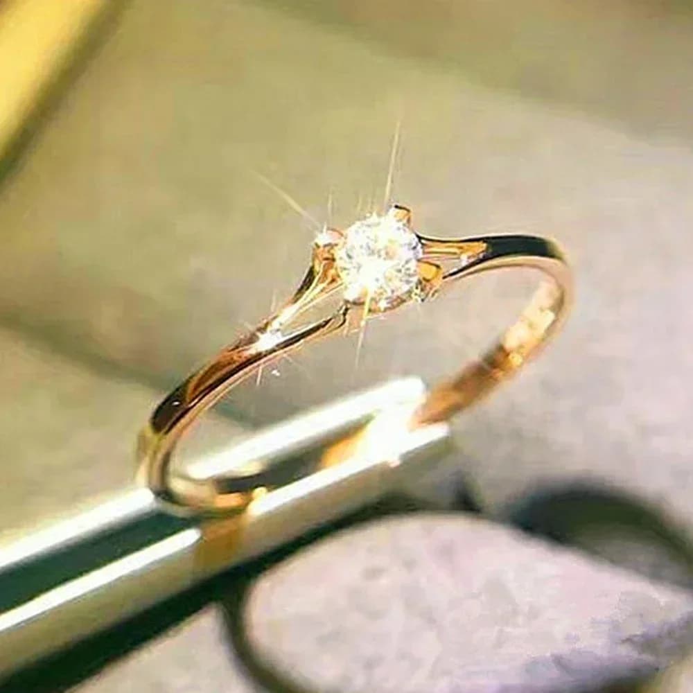 Anelli da Matrimonio Minimalisti per Donne con Zirconia Cubica da 4MM, Elegante Accessorio Femminile per le Dita, Fedi di Fidanzamento, Gioielli