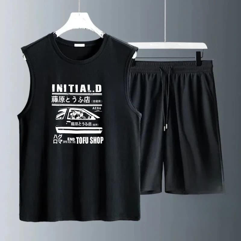 Men's Tank Top Sets 2026 Summer Quick drying Sportswear Breathable crewneck beach seaside running oversize sports two-piece