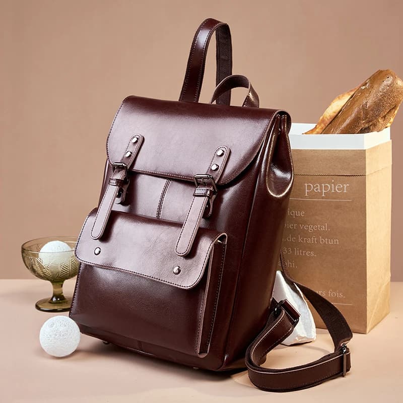 Zaino in vera pelle per donna zaini Vintage stile Preppy ragazze moda borsa da scuola in pelle bovina borse per Computer per studenti 2300