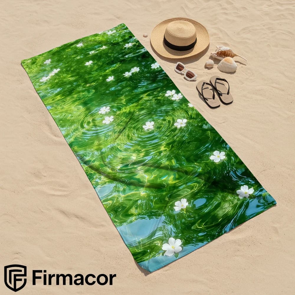 White Flowers on Water Soft Portable Travel Towel Unisex Ultra Lightweight Microfiber Oversized Sand Free Quick Dry Beach Towel