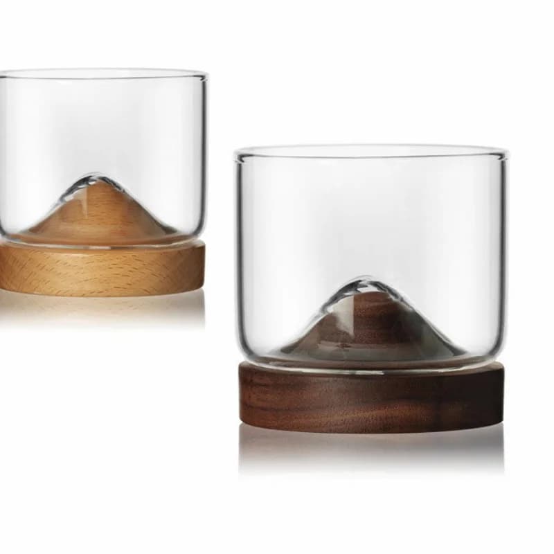 Bicchiere da whisky Spiegelau in cristallo di montagna che brucia collina dal design unico in stile francese con sottobicchiere in legno, bicchiere da vino, liquore, tazza XO
