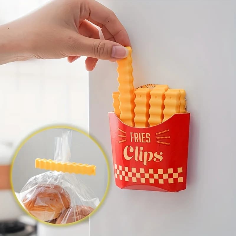 Set of 12 pieces of sealing clips in the shape of chips and containers for snacks for kitchen storage and refrigerator organization