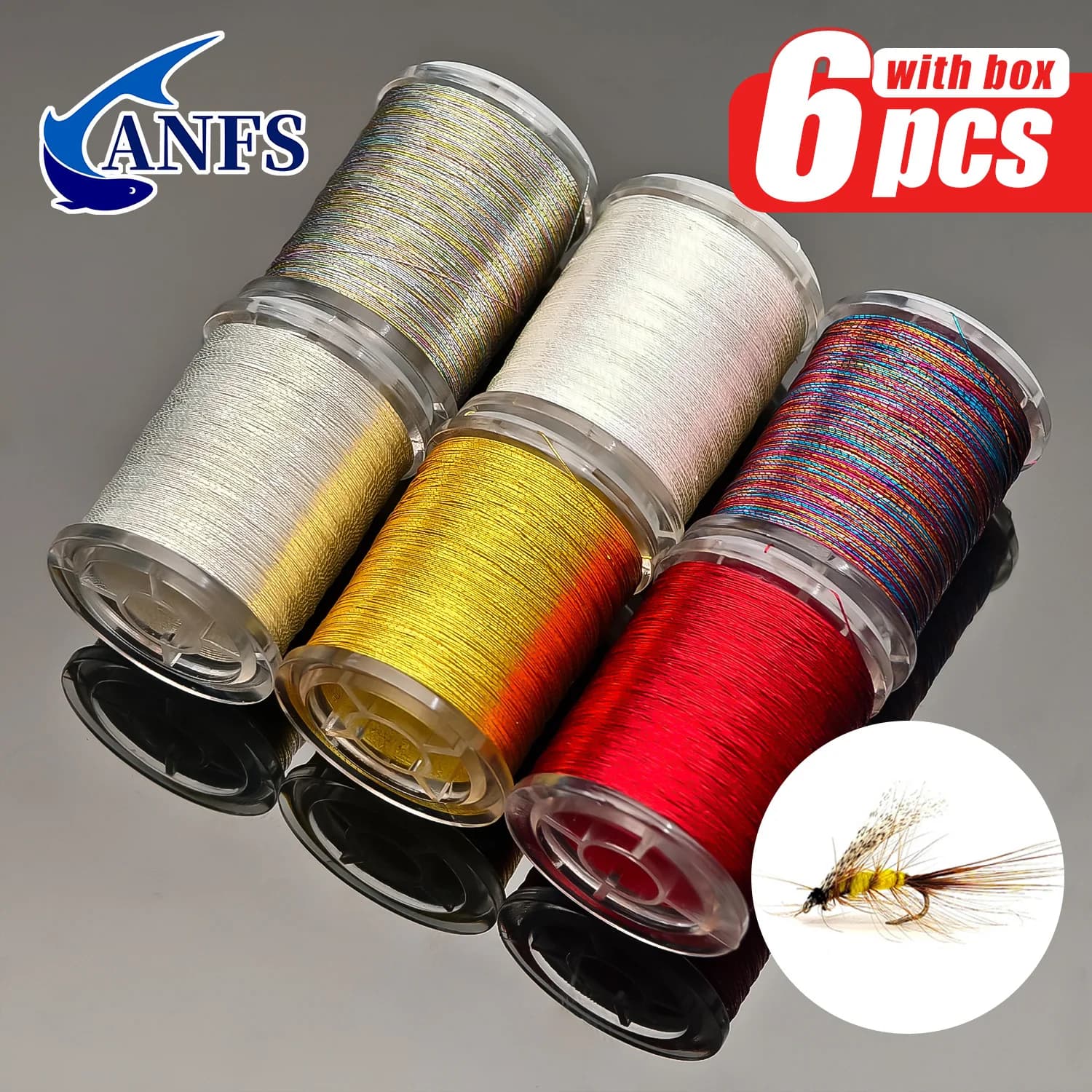 ANFS 6 fili premium per legare mosche, ideali per mosche secche/bagnate, mezze, ninfa, stelle filanti, regalo perfetto per la pesca dei pescatori