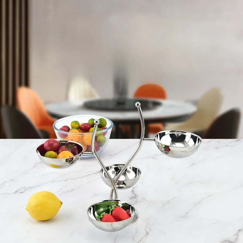 Vassoio per snack in acciaio inossidabile Bar Ktv Piatto di frutta Piatto di frutta in metallo Piatto Dim Sum Frutta secca Caramelle Rack Divisorio Dessert Snack Rack