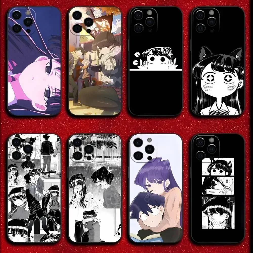 Cover Nera per iPhone 17, 16, 15, 14, 13, 12, 11, Pro, Max, Plus, E, SE4, Air, Mini con Design Komi san wa Comics Komyushou desu