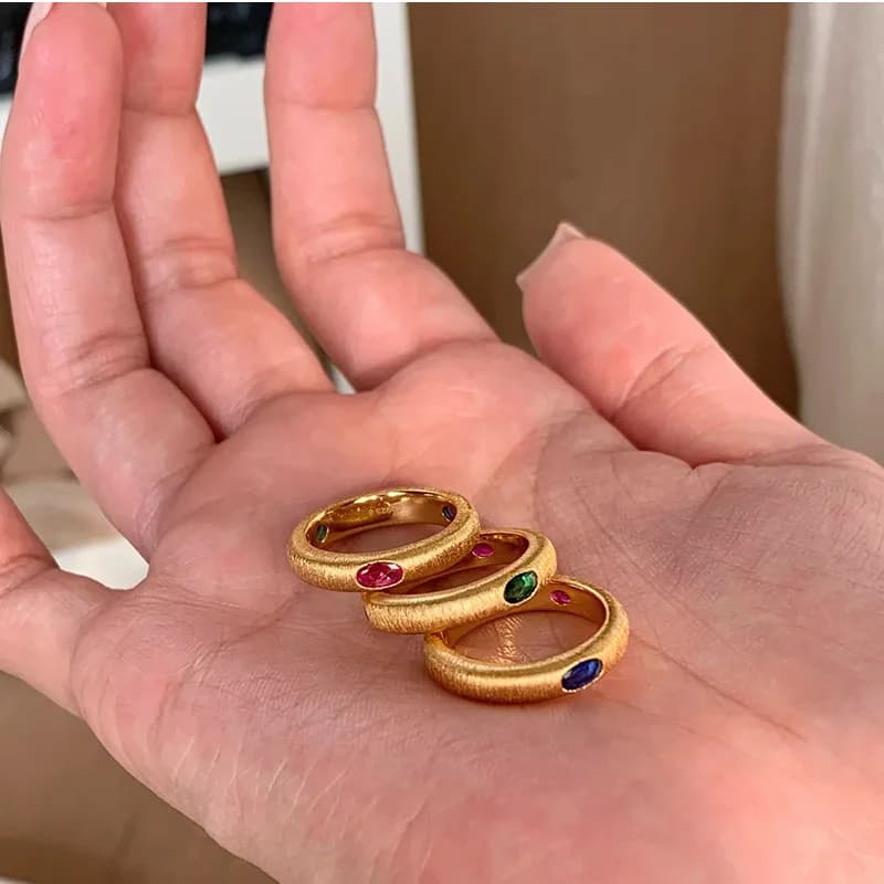 Anello antico spazzolato a tre colori da donna, regolabile, di nicchia, di alta gamma, leggero, lussuoso, versatile, accessorio gioiello