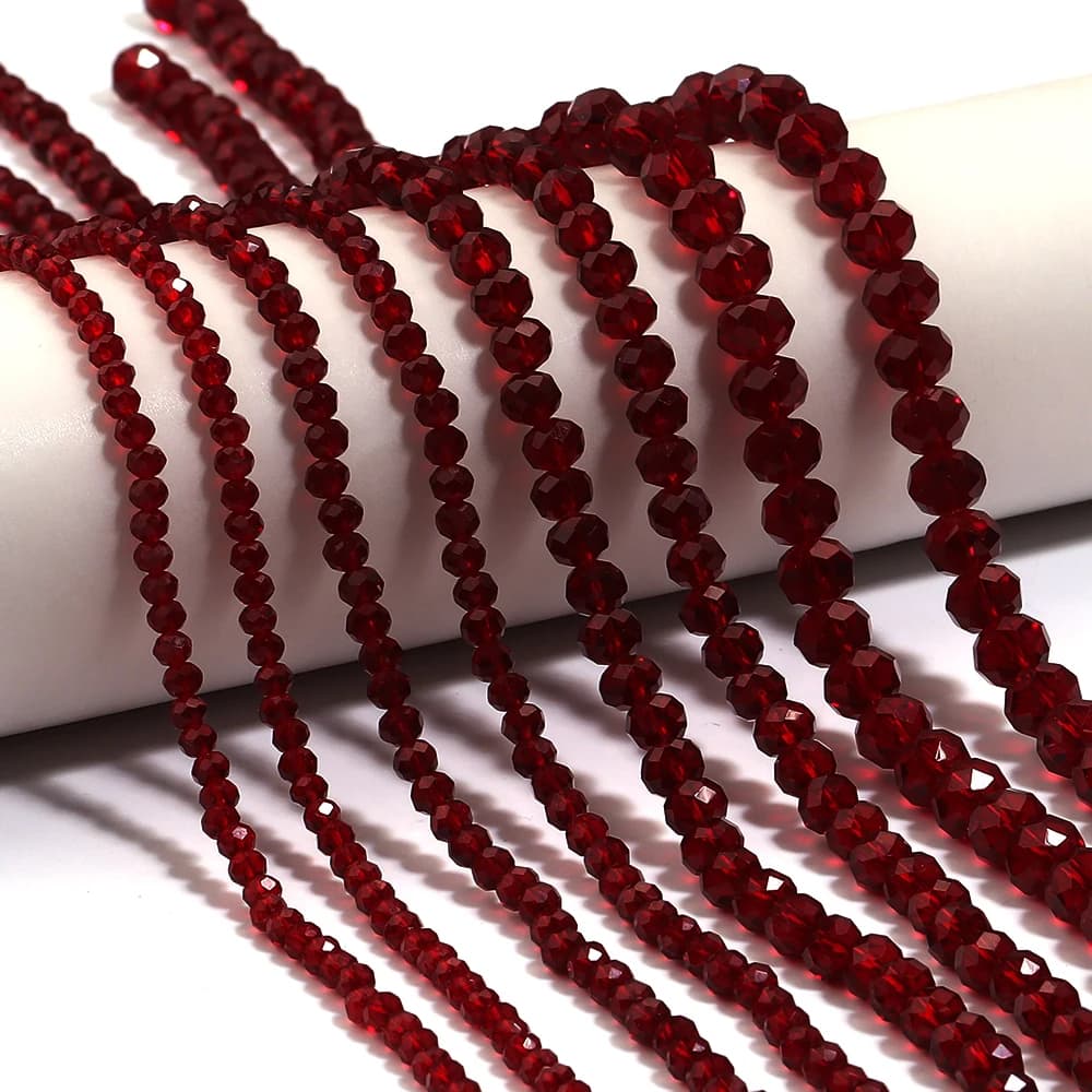 3 4 6 8mm Red Crystal Rondelle Beads Abacus Faceted Glass Loose Spacer Bead For Jewelry Making DIY Bracelet Necklace Accessories