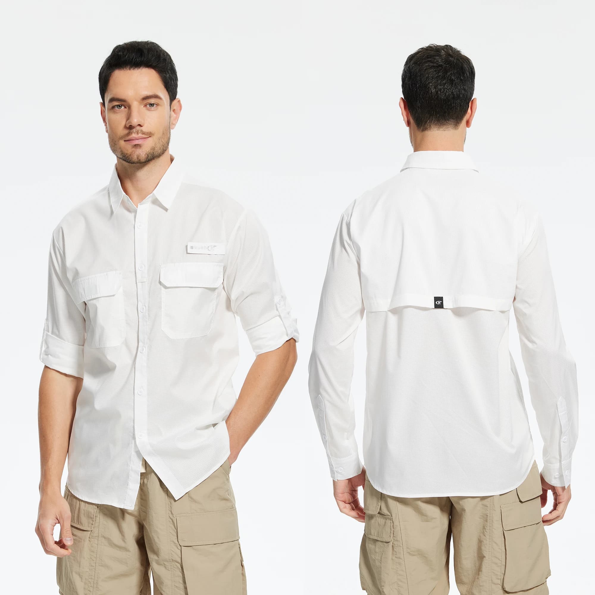 Camicie da pesca a maniche lunghe UPF 50+ da uomo, camicia casual con bottoni e rete traspirante per pesca e campeggio all'aperto