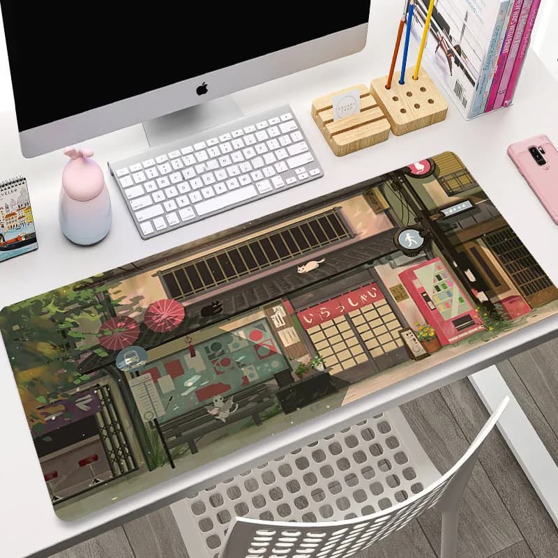 Tappetini per Mouse Kawaii Cute Computer Mousepad Company Desk Pad 100x50cm Large Green Plant Mausepads tappetino per Mouse da ufficio tappetini da tavolo XXL