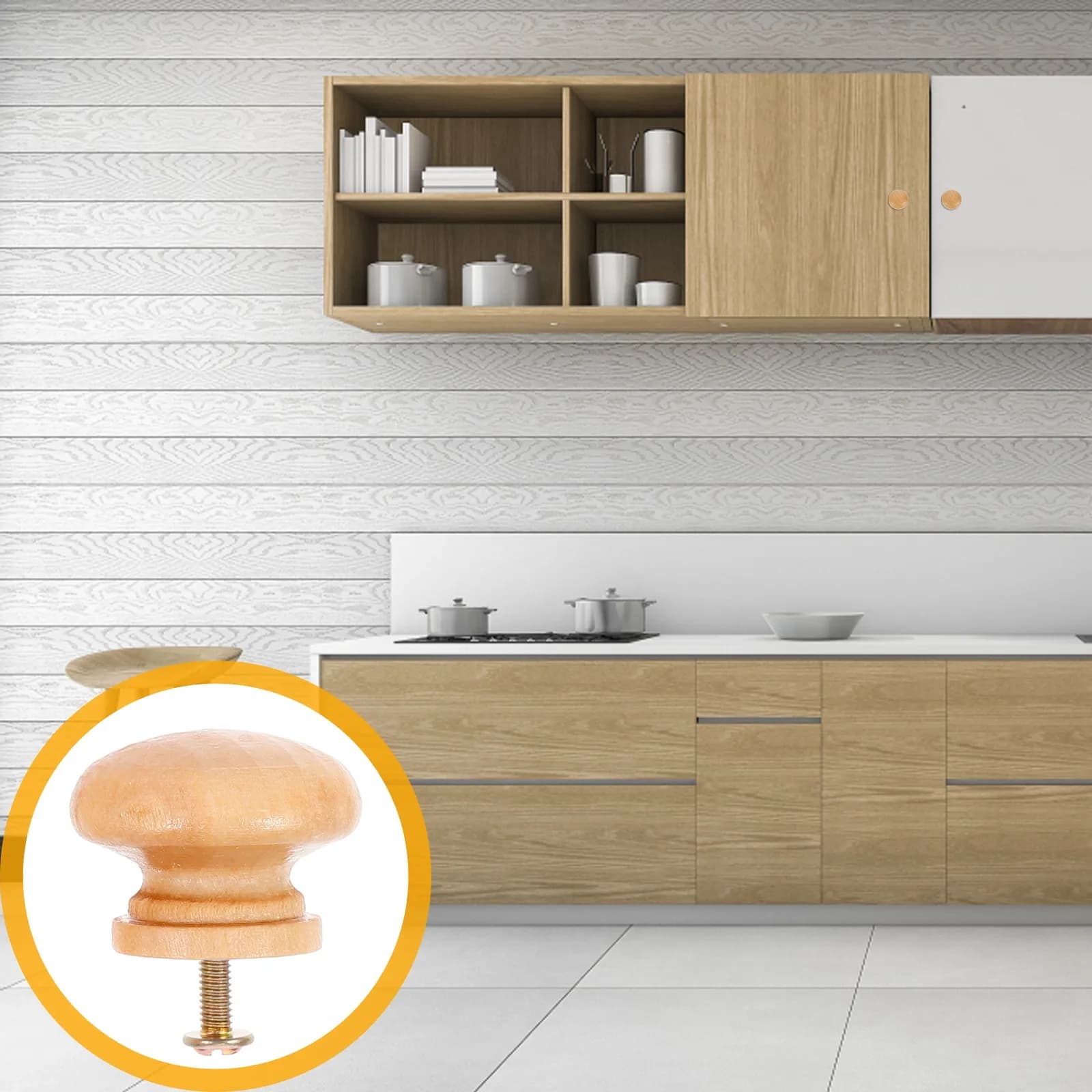 24 pezzi di maniglie per cassetti, maniglie rotonde in legno per ante di armadi, pomelli decorativi in legno per guardaroba, cucina, credenza