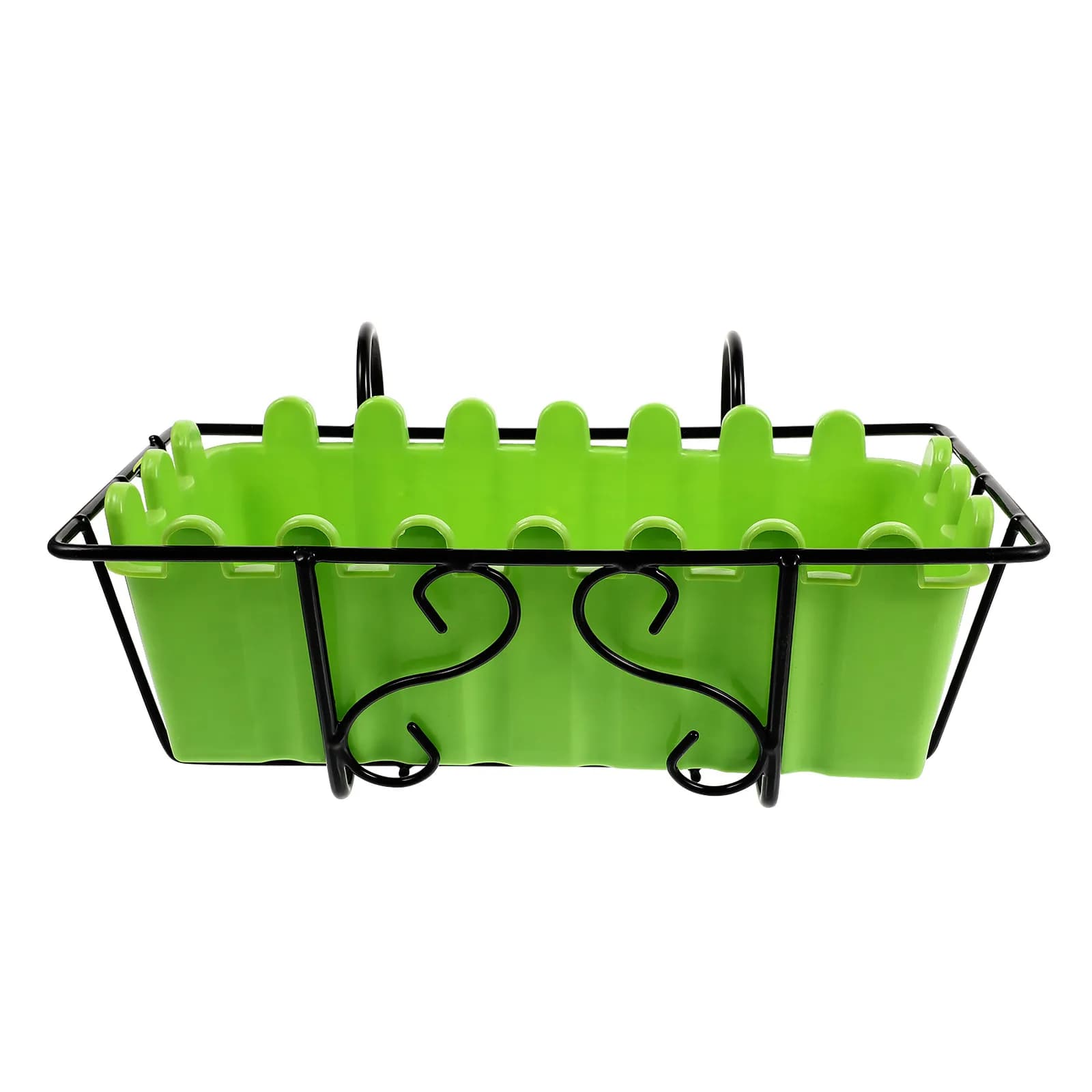 1Set Hanging Rack Flowerpot Iron Hanging Plant Pot Balcony Fence Flowerpot Container Garden Holder Plant Container
