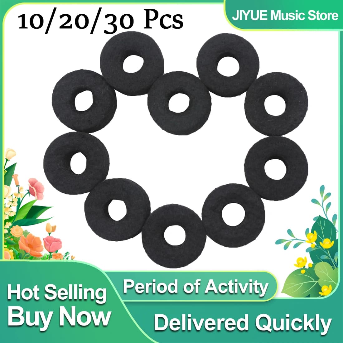 10/20/30 Pcs Piatti Feltro Pad Tamburo Fette Feltro Pad Set di Protezione Strumenti di Sostituzione Accessori Per Strumenti A Percussione parti del tamburo
