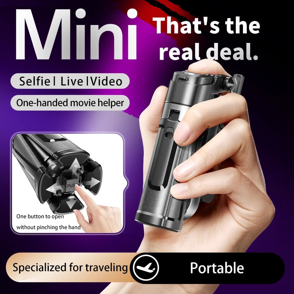 Mini handle for selfie stick with detachable remote control Portable stabilizer 3 in 1 for mobile phone support