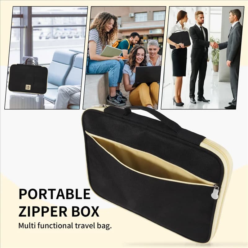 Borsa per documenti A4 Borsa per organizer aziendale multifunzionale in tessuto Oxford impermeabile Cartella di file Organizzatore di cancelleria Cerniera
