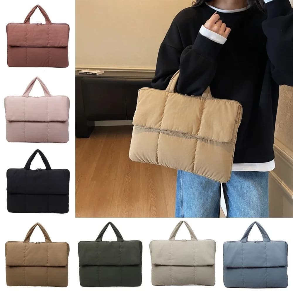 Borsa per laptop da 16 pollici, antiurto, resistente all'acqua, cuscino, custodia per laptop, imbottitura trapuntata, leggera, borsa da viaggio per notebook