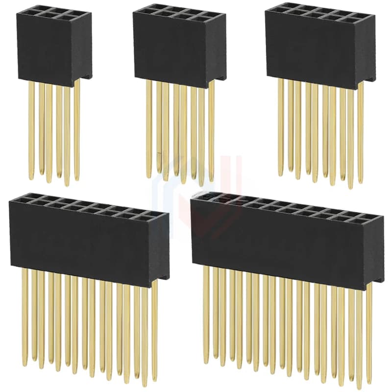 Connettore Femmina a Fila Singola/Doppia da 2.54mm 1X5/6/8/10/15/16/40 2X3/4/20/18/40 con Pin Lunghi PC104 11mm per Scheda PCB Arduino