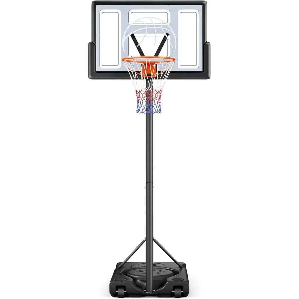 Adjustable Portable Outdoor Basketball Hoop System for Kids and Adults with 44 Backboard and Enhanced Base