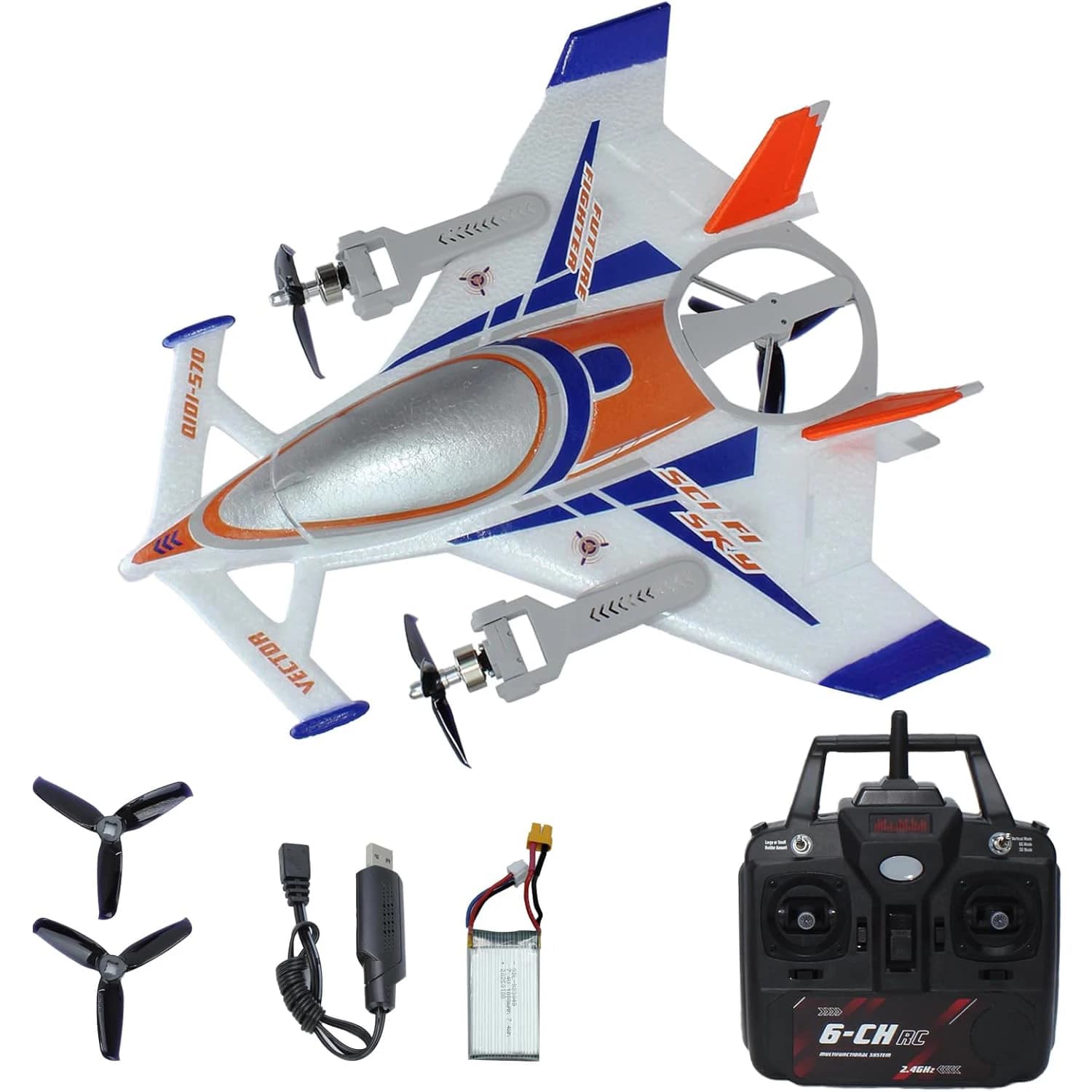 Aircraft RC QIDI570 8CH with Brushless Motor, 3D/6G Vector Aeromobile, RC Axle Model Children Love Play