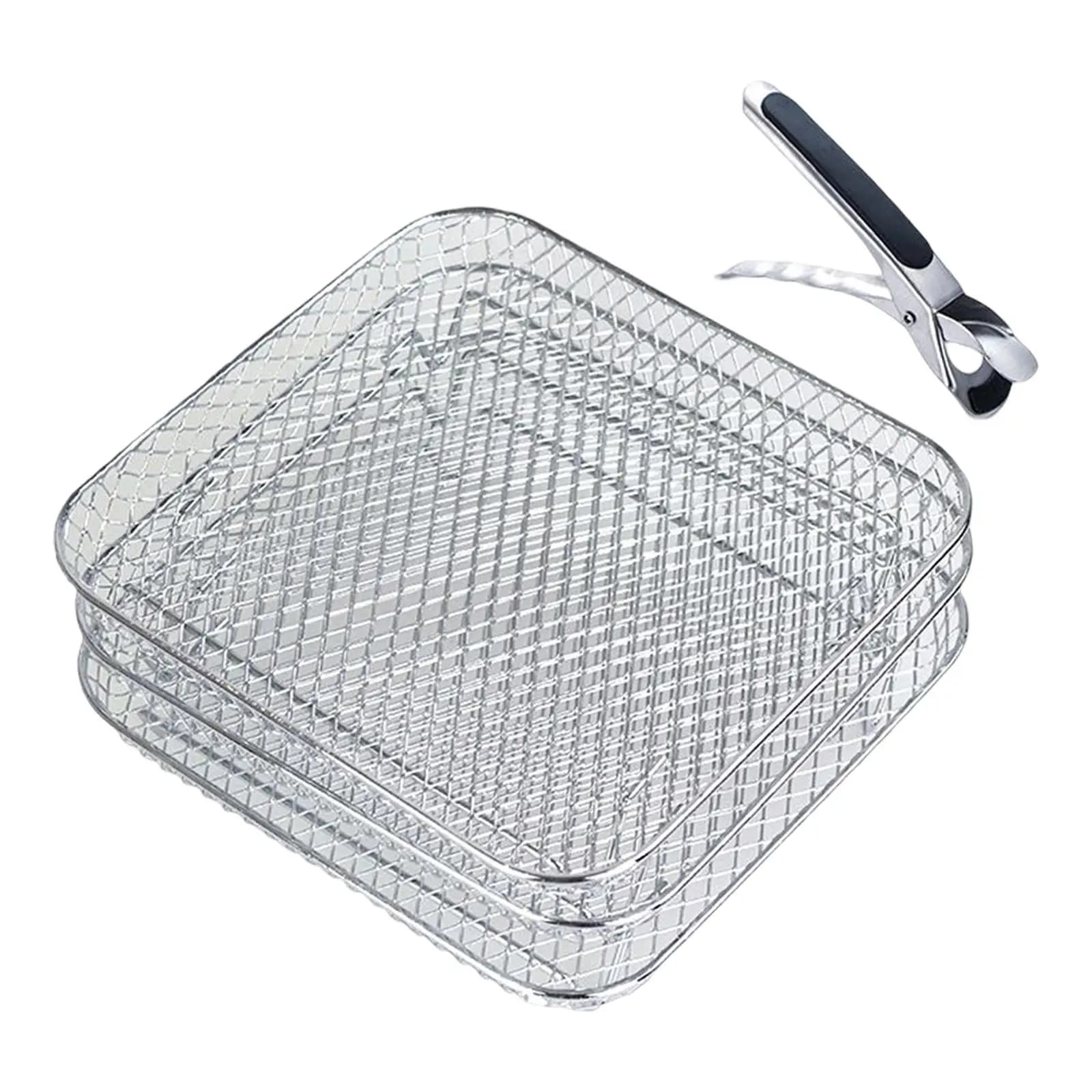 Supporto rettangolare per vassoi impilabili, accessori per friggitrice, griglia impilabile a tre strati, griglia per toast, per carne e frutta