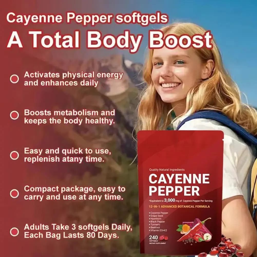 240 Capsules of Peperoncino Cayenne from 3000mg, Supplement of Peperoncino Cayenne to Improve Digestion and Blood Circulation, Capsaicina