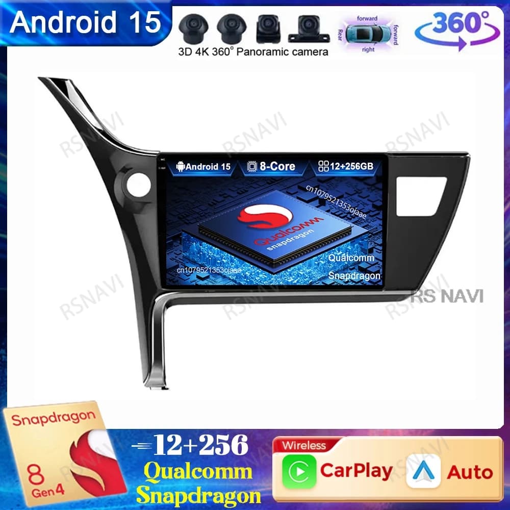 Android 15 Autoradio for Toyota Corolla 11 Auris E180 2017 2018 Viedo Wireless Carplay Auto DVD BT Qualcomm 4G LTE