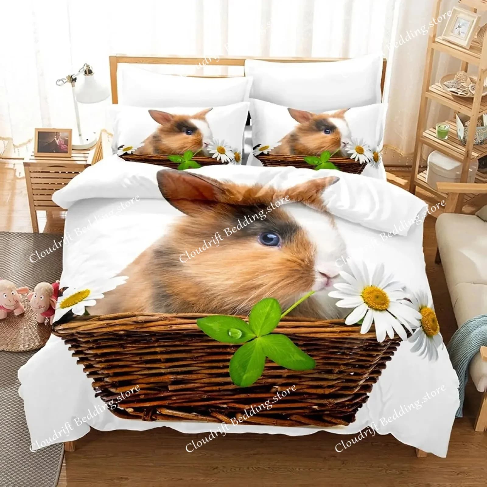 Set biancheria da letto con motivo animalier per porcellini d'India, copripiumino per bambini e ragazzi, collezione per camera da letto a tema fauna selvatica, misura completa