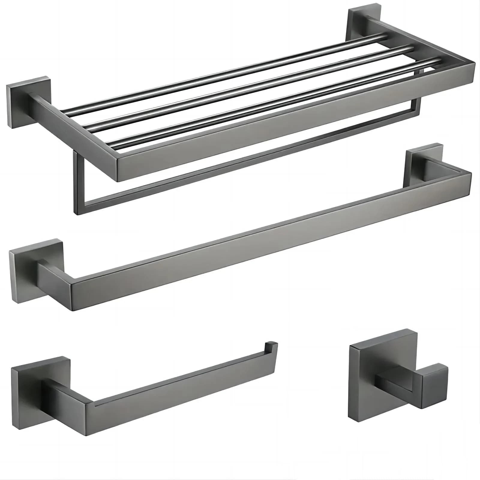Portasciugamani hardware per accessori da bagno in acciaio inossidabile canna di fucile, porta carta igienica, gancio per accappatoio, portasciugamani