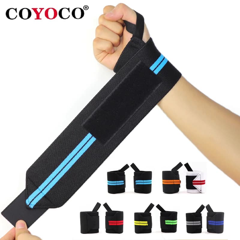COYOCO Fasce da polso per sollevamento pesi, palestra, powerlifting - Protezione per tutore di supporto regolabile (traspirante, 1 paio)
