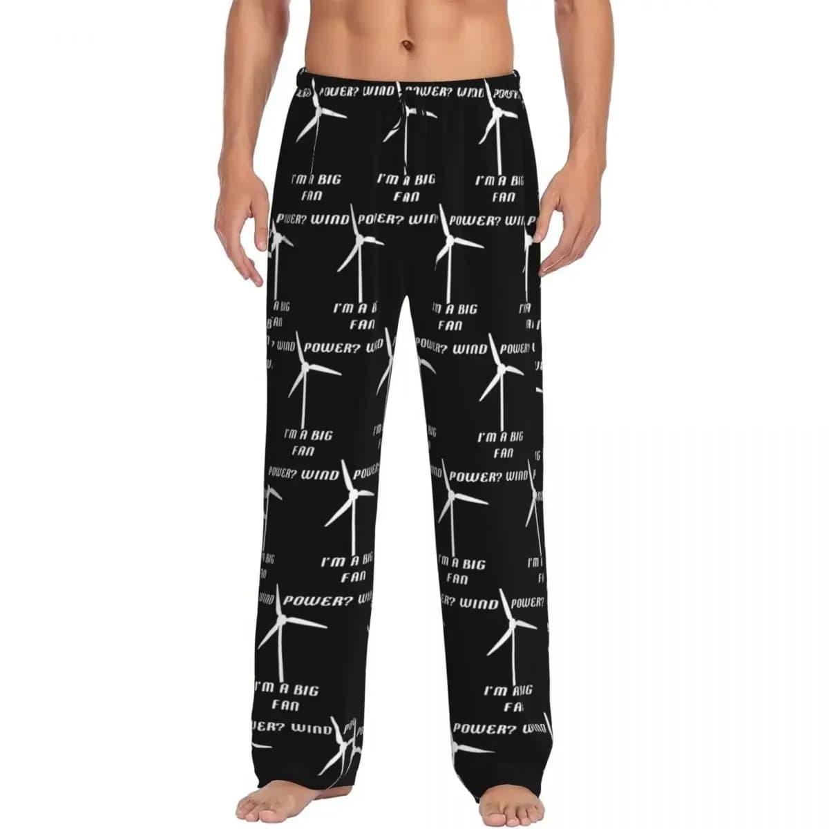 Energia eolica personalizzata I'm A Big Fan - Pantaloni del pigiama del generatore eolico Pantaloni da notte da uomo con tasche