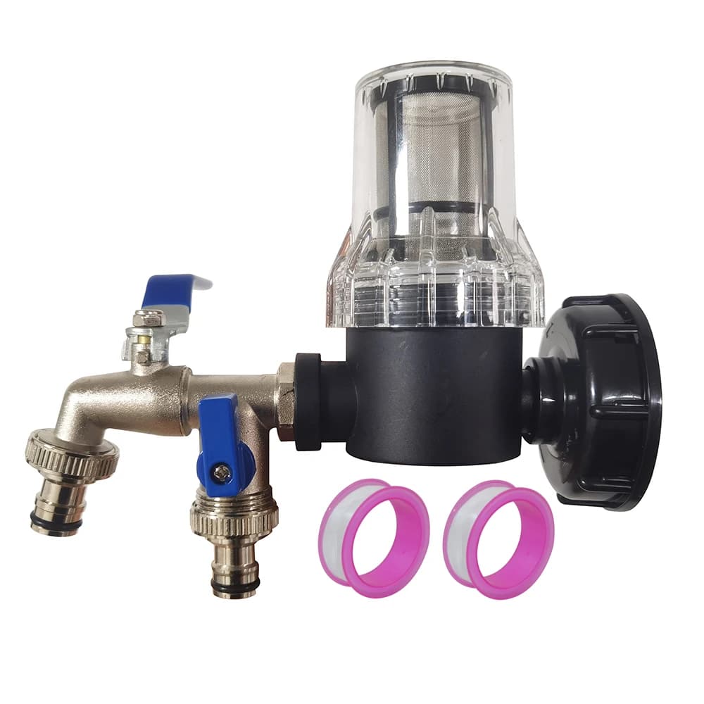 80 Filtro a rete Adattatore per rubinetto serbatoio IBC da 1000 litri Nipplo S60X6 Tubo da giardino a 1/2''-way Rubinetto a connessione rapida Raccordo valvola serbatoio in lega