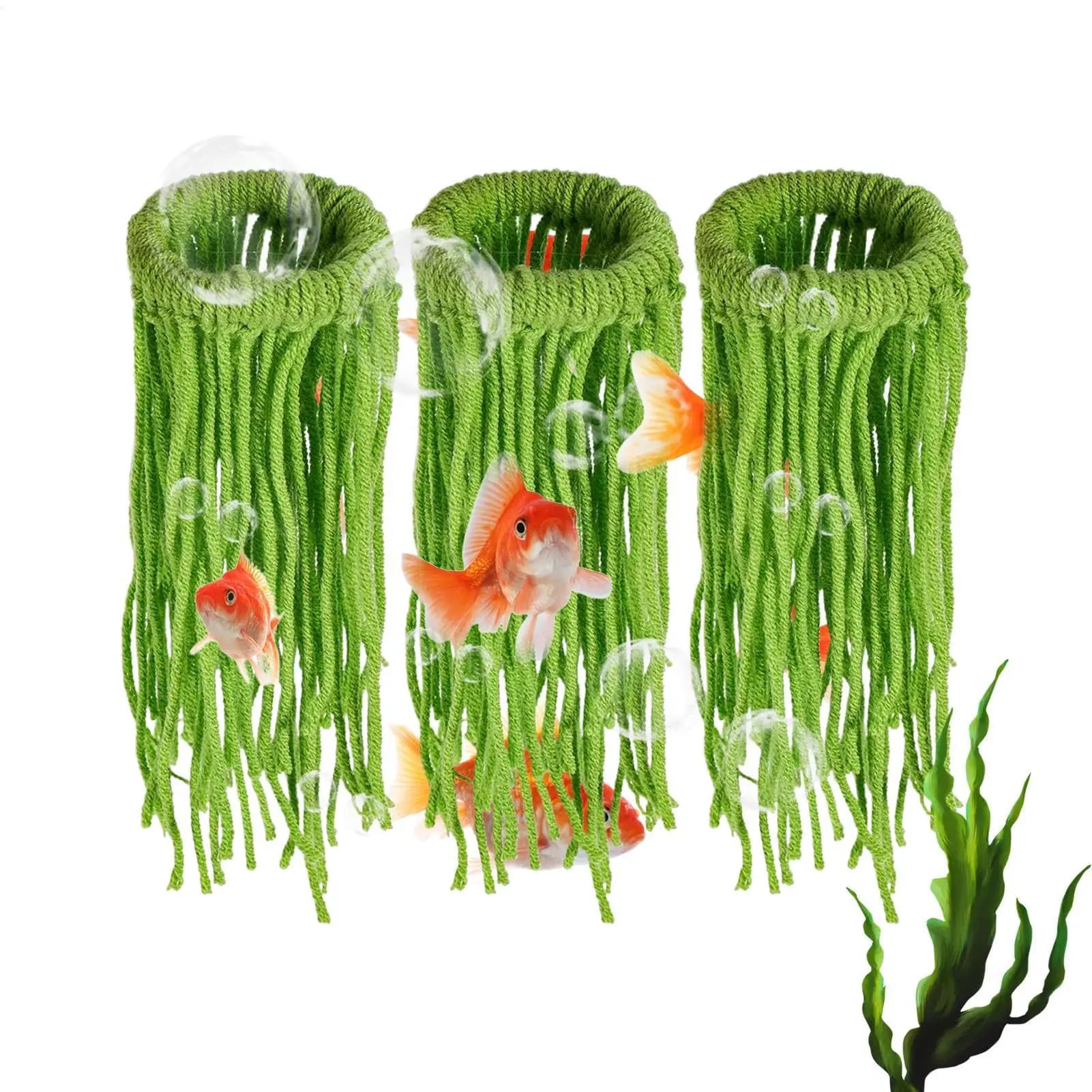 Set di 3 Spugne Galleggianti per Riproduzione Pesci, Spugne per Acquario, Allevamento Pesci e Piante, Decorazione per Rifugio Erboso in Acquario Domestico