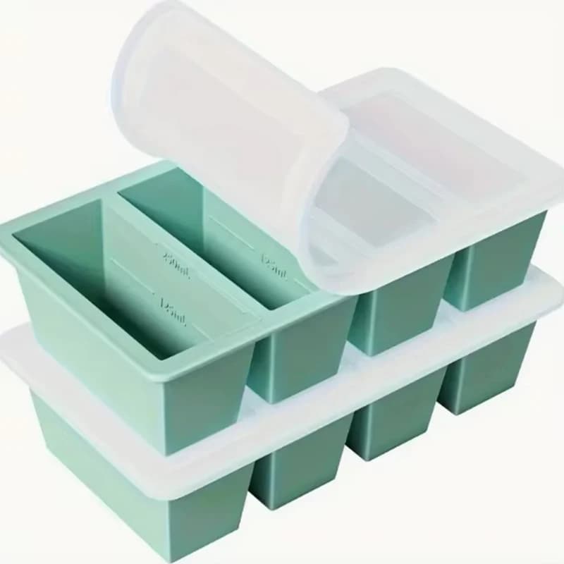 Vassoio per congelamento in silicone multicolore e multigriglia Vassoio per ghiaccio per zuppa super grande Stampo per congelamento alimentare Durevole Pratico contenitore da cucina